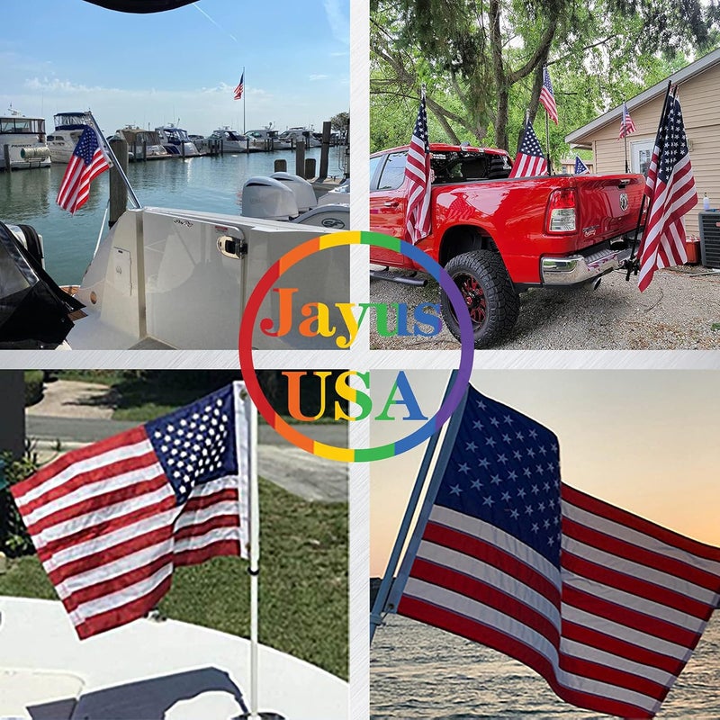 Jayus Embroidered Star Small Double Sided American Boat Flag 12.5x18 Inch- Seven Stripes Nylon United States US Flag with Two Brass Grommets Perfect for Car Truck Bike - Image 2